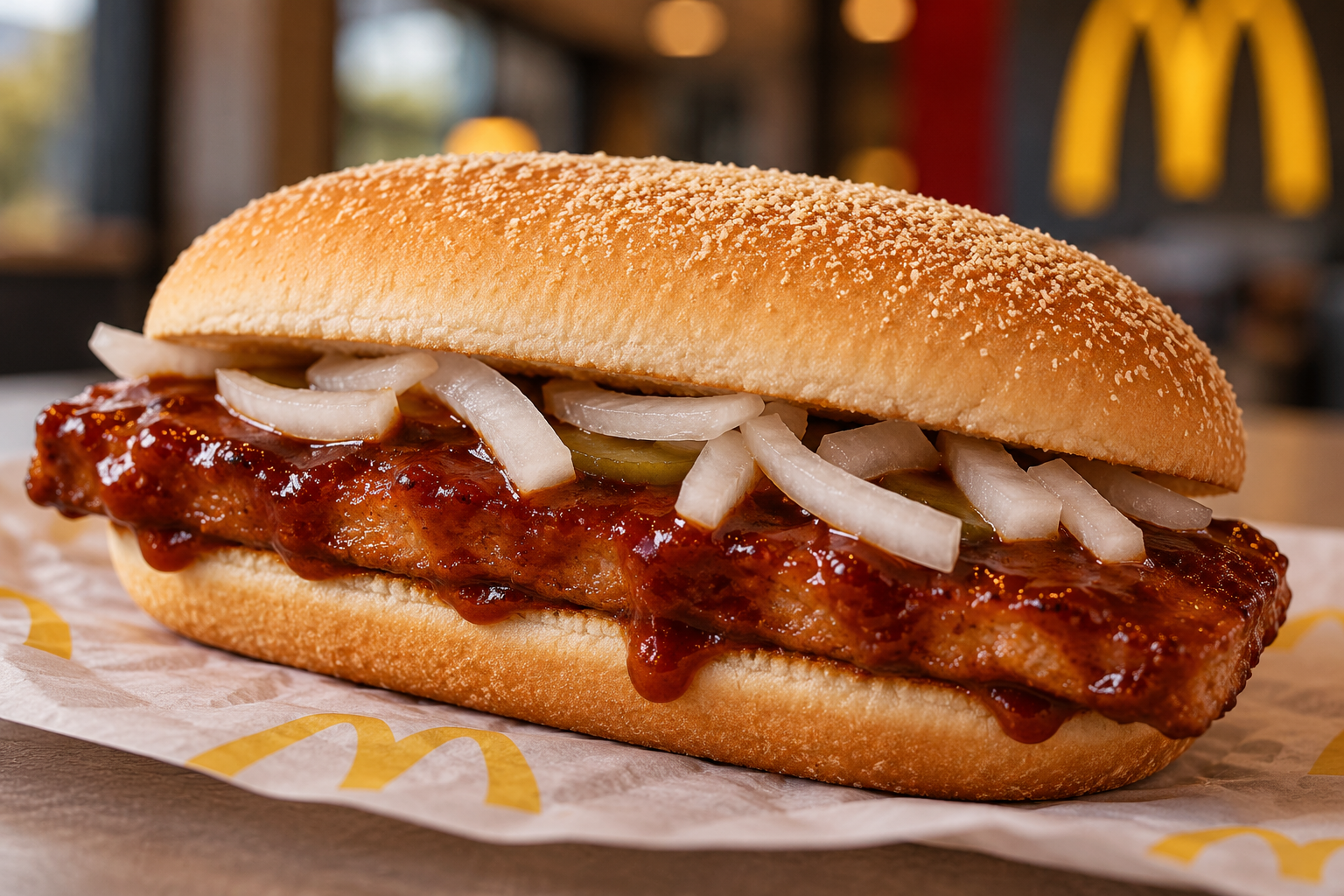 McRib Sandwich mit BBQ-Sauce