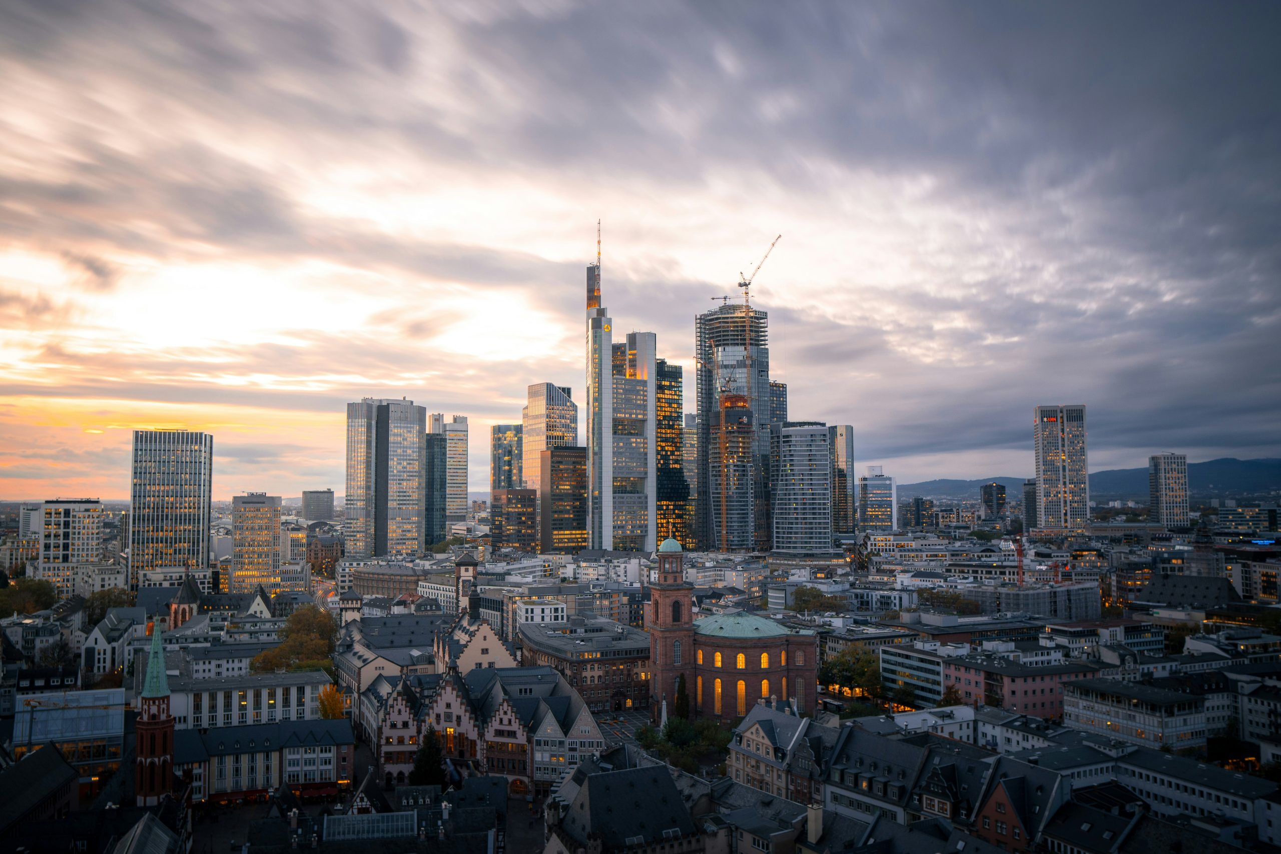 Frankfurter Skyline als Symbol für die deutsche Wirtschaft.